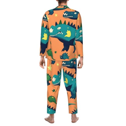 Pijama de hombre de dinosaurio conjunto dos piezas transpirable y cómodo 6
