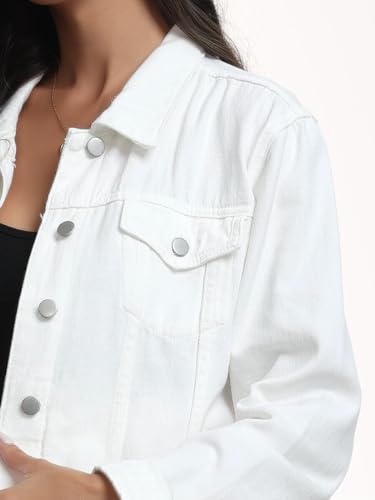 J.Corrine Women's Denim Jacket Long Sleeves Button Down Shacket Jacket Jean Coat with Pockets 5