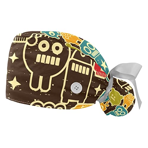 Chapeaux bouffants et casquettes de travail ajustables avec motif robot