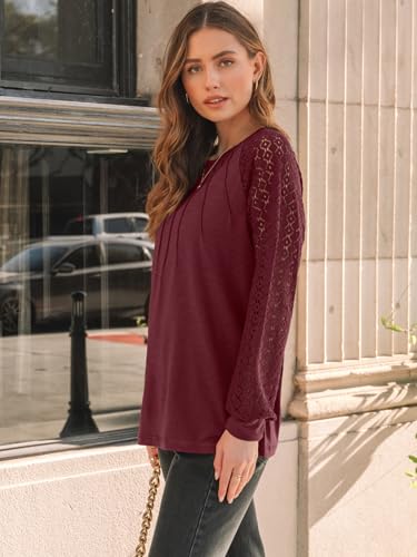 image for AUTOMET Womens Long Sleeve Shirts Lace Tops Business Casual Blouses 20