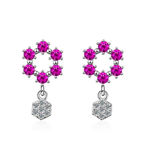 Boucles d'oreilles hexagonales en diamant rouge, le cadeau idéal