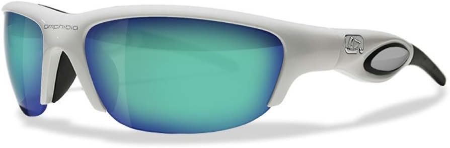 Amphibia Eyegear Hydra White Half Frame with Blue Storm Polarized Lens
