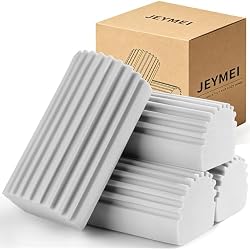 Jeymei Damp Clean Duster Sponge,4Pcs Grey Dust Sponge for Cleaning | Damp Dusting Sponge with Ridges,Baseboard Cleaning Tool,Reusable Wet Duster Sponge,Household Cleaning Sponges for Blinds