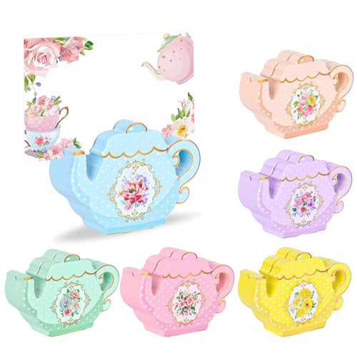 Whaline 12 marque-places théière florale bois vierge pour fête