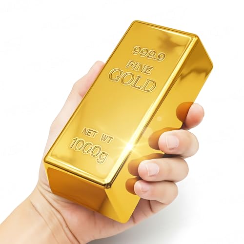 SABLUE Replica Gold Bar Fake Golden Bar Brick Bullion Glittering Plastic Novelty Gift Joke Decorative Prop Movie Prop Stage Pirate Party Favors Supplies Treasure Hunt Game Bullion Halloween (S)