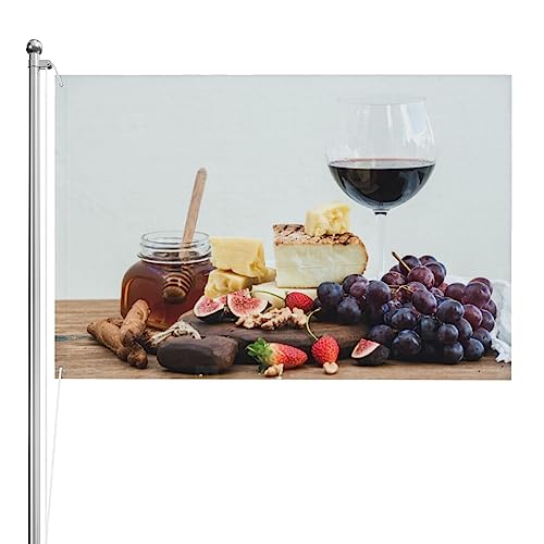 Drapeau de vin rouge robuste en bois grand format double face