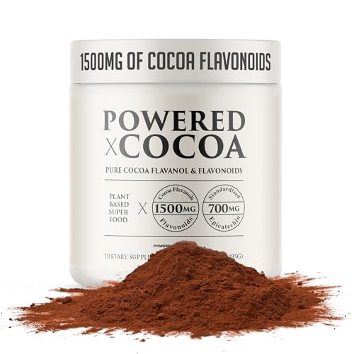 High Flavanol Cocoa Powder 1500mg Flavanols 12X More Epicatechin than Cocoa | 700mg Epicatechin - Premium Antioxidant Flavonoids for Heart, Brain, Nitric Oxide & Circulation | Dark Cacao PoweredxCocoa