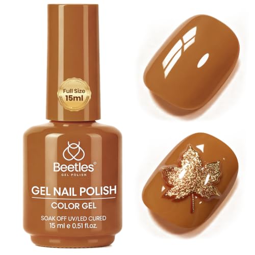 Image of Beetles Brown Gel Nail Polish, 15ml Terracotta Caramel Brown Color Gel