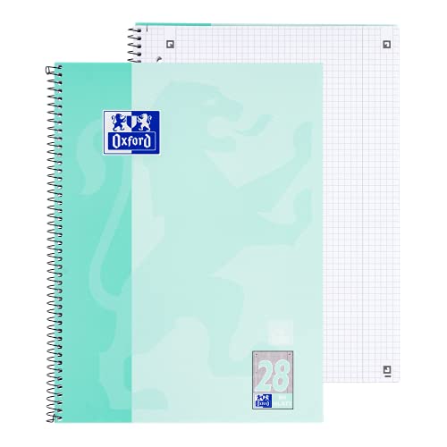 Oxford Collegeblock A4 kariert, 80 Blatt, gelocht, mint, 5 Stück