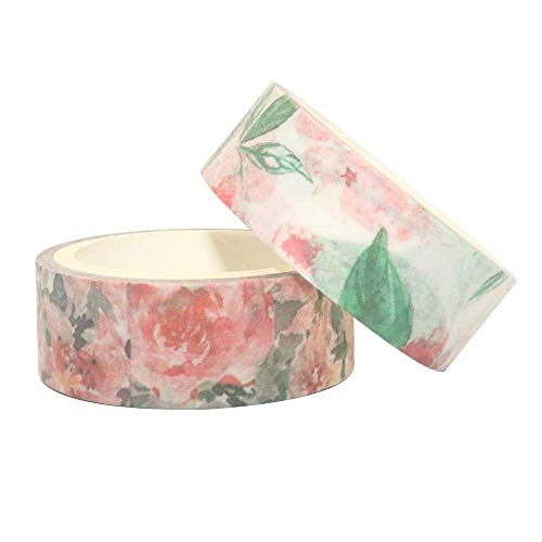 Image of HASTHIP 10 Roll Washi Tapes Set Spring Flower Colour Tapes Decorative Tape Craft Supplies for DIY Craft, Journal Supplies, Gift Wrapping, Scrapbooking