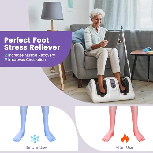 Image of Giantex Shiatsu Foot Massager Machine for Feet, Leg Calf Ankle, Relieve Pain, Spa Gift Deep Kneading Rolling Massage, Electric Shiatsu Feet Massager w /Remote, 4 Modes, White