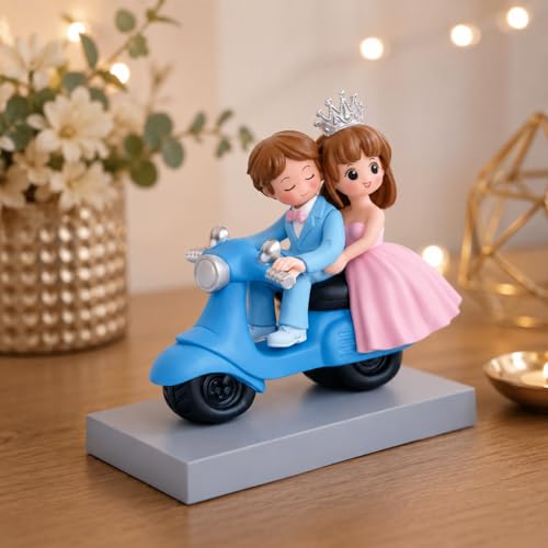 Image of CraftVatika Valentines Day Gift for Husband Wife Girlfriend Boyfriend, Valentine Love Couple on Scooter Ride Statue Showpiece Home Decorative Items for Tabletop, Room Office Decor Bedroom Items