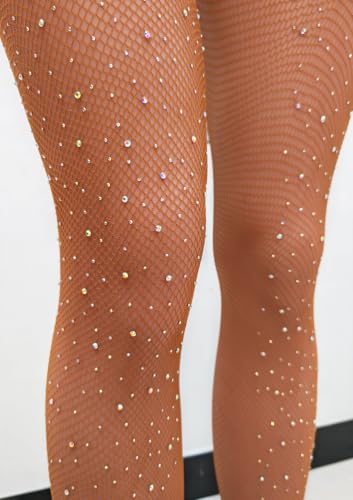 Image of VEBZIN More Sparkly Fishnets Tights Fishnet Stockings Rhinestone Fishnet Tights for Women