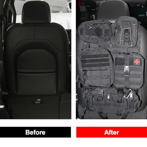 ETL INDUSTRIES Universal Tactical Vehicle Seat Back Organizer with 5 Detachable Molle Pouch, Medical Pouch, Phone Pouch, Different Size Admin Panel Storage Bag with Multi-Pocket