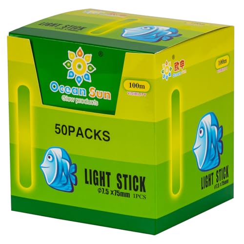 QualyQualy Fishing Glow Sticks for Bobbers, Fishing Bobber Lights, Fishing Rod Bell Alarm Lights, Bobber Glow Sticks 7.5x75mm 50 Packs