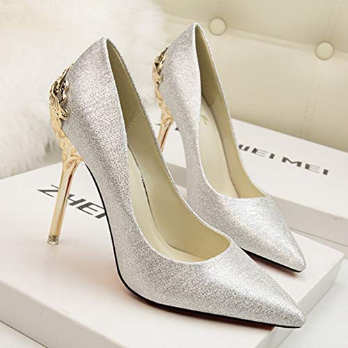 Holibanna Sapatos de salto alto salto pontudo noiva stiletto slip on sapatos de casamento sapatos de