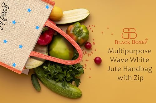 Image of BLACKBOXES Eco-Friendly Printed Jute Hand Bag-Reusable Tiffin Shopping Grocery Multipurpose Hand Bag for Men and Women