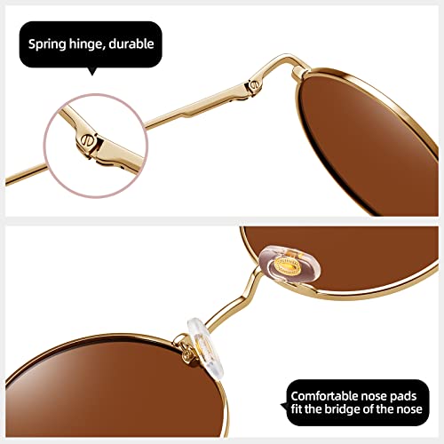 Image of MEETSUN Small Round Polarized Sunglasses for Men Women Metal Retro Hippie Circle Sun Glasses Driving Festival Cosplay UV400