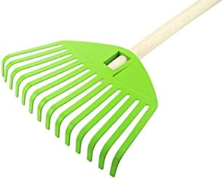 POKM Toolsmarket GmbH Grabie dziecięce 21 cm z drewnianym trzonkiem, grabie do liści, dla dzieci, Focus Baby zielony