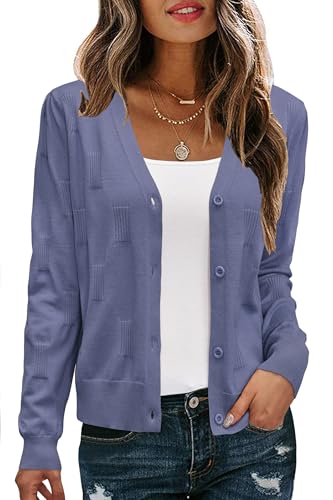 Image of Arach&Cloz Women's Soft Cropped Cardigan Casual Lightweight Shrug Sweater Tops