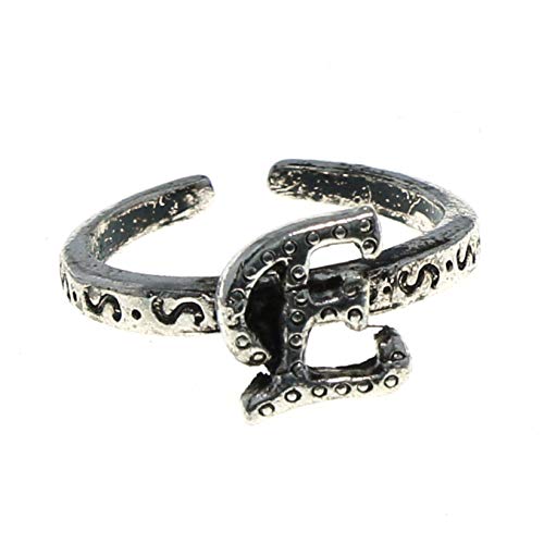 Mi Amore Antique Silver-Tone Toe Ring with The Letter 'E' Initial TR42A-E