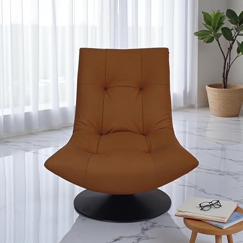 Image of The Attic Chiron Lounge Chair,Comfy Chair for Living Room, Relaxing Chair for Bedroom, 360 Chair, Saddle Tan