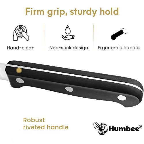 Humbee Chef 10 Inch Meat Carving Knife With Fork, Granton Edge - Full Tang & Razor Sharp - For Cutting Smoked Brisket, Bbq Meat, Turkey #TOP3