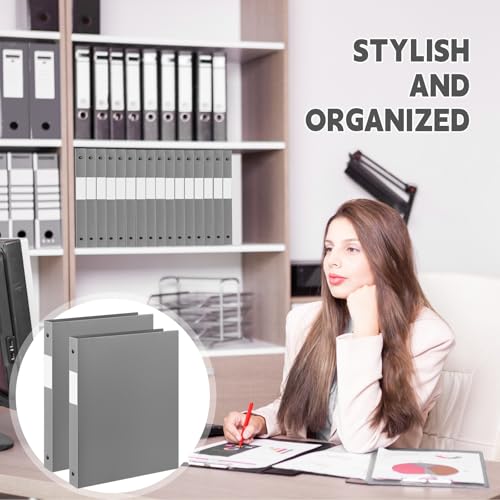 Henoyso 36 Pack 0.5 Inch Plastic 3 Ring Binder Round Ring, Bulk 1/2 Inch Flexible Binders Hold 140 Sheets Letter Size with Pocket, Document Organizer for Back to School Classroom Office (Gray) — view 5