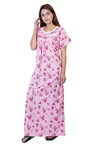 Image of Women's Cotton Block Print Knee Length Nighty