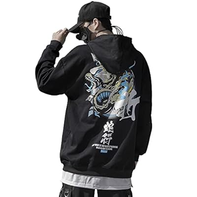 XYXIONGMAO Sudaderas con capucha de diseño Techware, sudaderas gráficas de moda japonesa, sudadera con capucha japonesa extra grande, sudadera negra para hombres, sudadera de hip hop, Negro, L | Ya disponible en tu tienda friki favorita! En mundofriki.es!