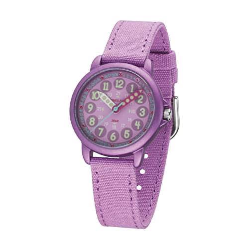 JACQUES FAREL ORGT 1112 - Reloj de pulsera para niñas, analógico, de cuarzo, con correa de textil, de algodón orgánico, morado, sostenible, morado, Correas Cover
