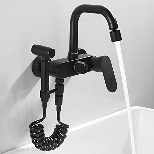 Robinet en cuivre avec pistolet pulvérisateur noir pour nettoyer les grands éviers