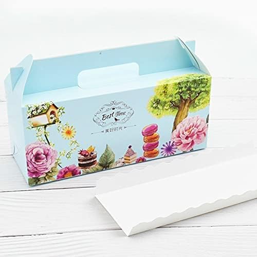 20 Pcs Cupcake Box with Window Handle Circus Unicorn Roll Cake Kraft Paper Gift Box Packaging Party Favor Wedding Cake Boxes (11-2)
