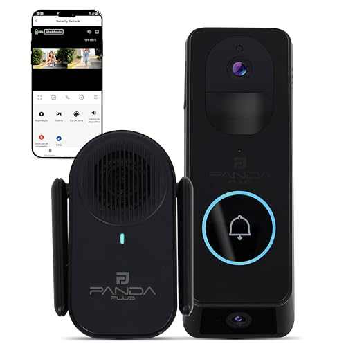 Vídeo Porteiro Interfone Inteligente Wifi Câmera Dupla Visão Noturna 180° HD Alexa Tuya Smartlife Panda Plus Áudio Bidirecional
