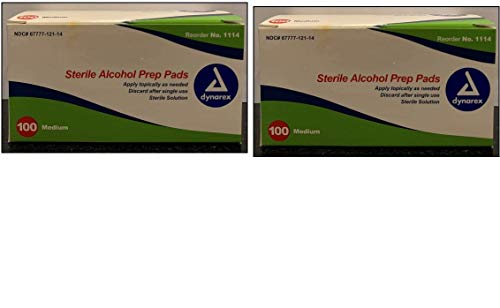 Dynarex Alcohol Prep ygoef Pad, Sterile, Medium, 200 Count (3 Pack)