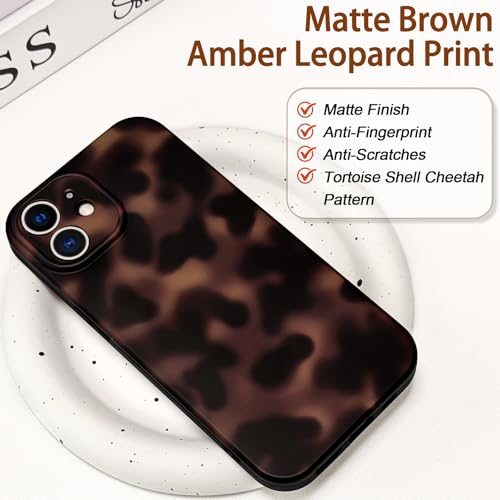 Hython for iPhone 12 Case Cute Matte Amber Leopard Print Cheetah Pattern Tortoise Shell Phone Cases for Women Men, Slim Anti-Scratch Soft TPU Bumper Shockproof Rubber Protective Cover, Brown Amber by Hython - Used condition - Image 3