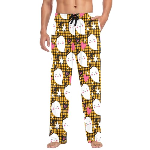 Cartoon Spirits Men's Cotton Pajama Pants with Pockets and Drawstring Comfortable and Stylish,S