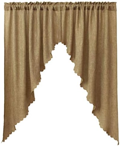 VORTTA Burlap Look Swag Curtains Soft Half Window Rustic Natural Tan Kitchen Curtains Valance and Swags 63 inch Length, 2 Panels