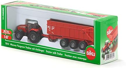 siku 1844, Massey Ferguson Tractor with Trailer, 1:87, Metal/Plastic, Red, Tiltable trailer