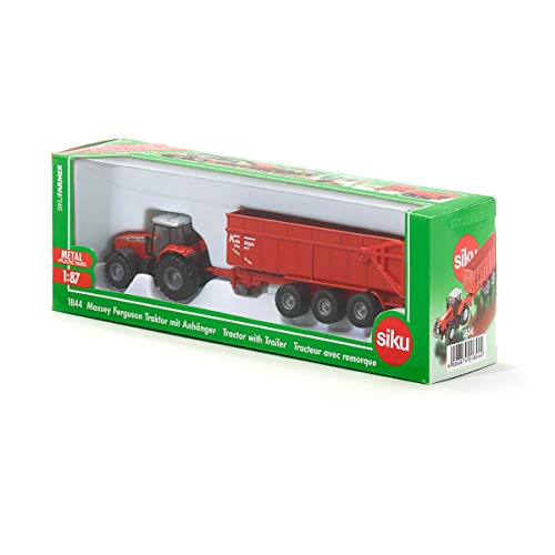 siku 1844, Massey Ferguson Traktor mit Anhänger, 1:87, Metall/Kunststoff, Rot, Kippbarer Anhänger – Bild 7