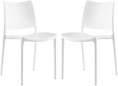 Miniatura 7 de Modway Hipster contemporáneo moderno moldeado plástico apilamiento dos sillas de comedor en naranja