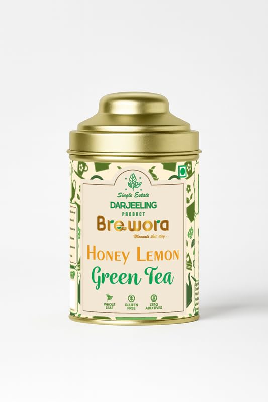 Brewora Honey Lemon Green Tea Pouch | Refreshing Citrus Blend | Smooth Honey Flavor | Antioxidant Rich Tea | Naturally Soothing & Energizing Drink | Perfect Hot or Iced Beverage