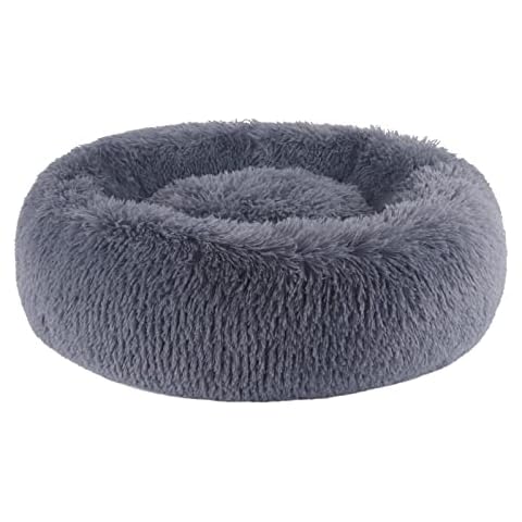 BVAGSS Anxiety Dog Bed, Round Dog Beds Cat Bed Mattress Fluff Nest Calming Dog Bed for Small/Medium/Large Dogs XH034 (Diameter:40cm, Dark Grey) Cover