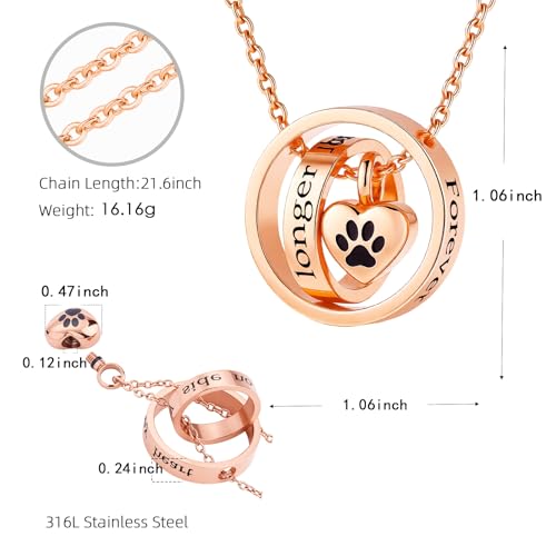 Bijoux de crémation pour cendres pendentif chat et collier urne funéraire - 4