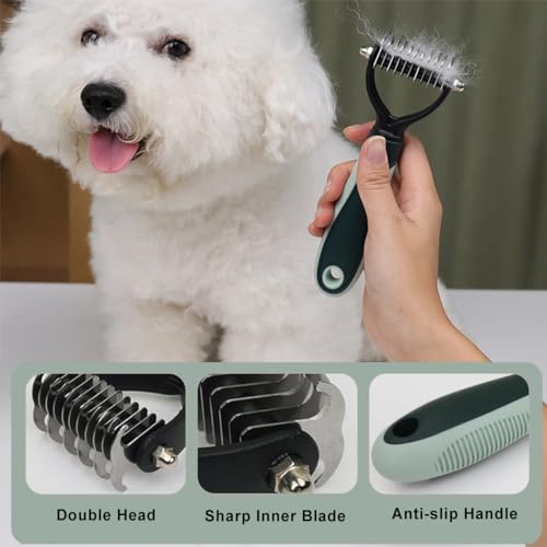 Image of Pet Nail Clippers Trimmer and Grooming Kit, 8 Pieces Pet Grooming Kit - Dematting Comb,Slicker Brush,dog nail trimmer,collapsible bowl and dog toothbrush for Removing Knots and Hair for Dog,Cat