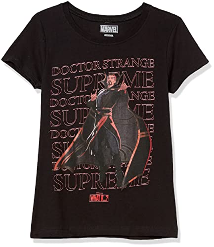 T-shirt Marvel pour fille avec manches courtes noir taille XS imprimé text stack