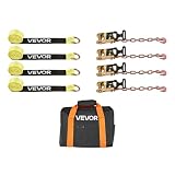 VEVOR Cinghie di Fissaggio per Pneumatici di Rimorchio 50,8 x 3048 mm con Gancio e O-squillo per Impieghi Gravosi, Resistenza alla Trazione di 4540 kg e Capacità di Carico di 1512 kg, Giallo