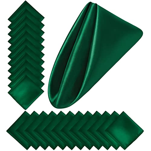 Aneco 24 Pieces Satin Napkin Square 20 x 20 Inches Dinner Napkins Weddings Party Napkin Soft Table Napkins for Romantic Weddings Party Dinner Decoration (Forest Green)
