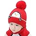 Wharick Bonnet pour bébé tricoté 1 à 3 ans avec imprimé animal de dessin animé - Bonnet d'hiver en peluche avec pingouin - Bonnet pour nouveau-né - Pour garçons et filles, Rouge, S