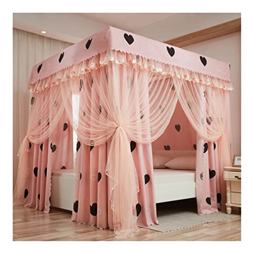 Mosquitera de lujo con cortina para cama de princesa rosa con soporte de 4 postes 180 cm 2